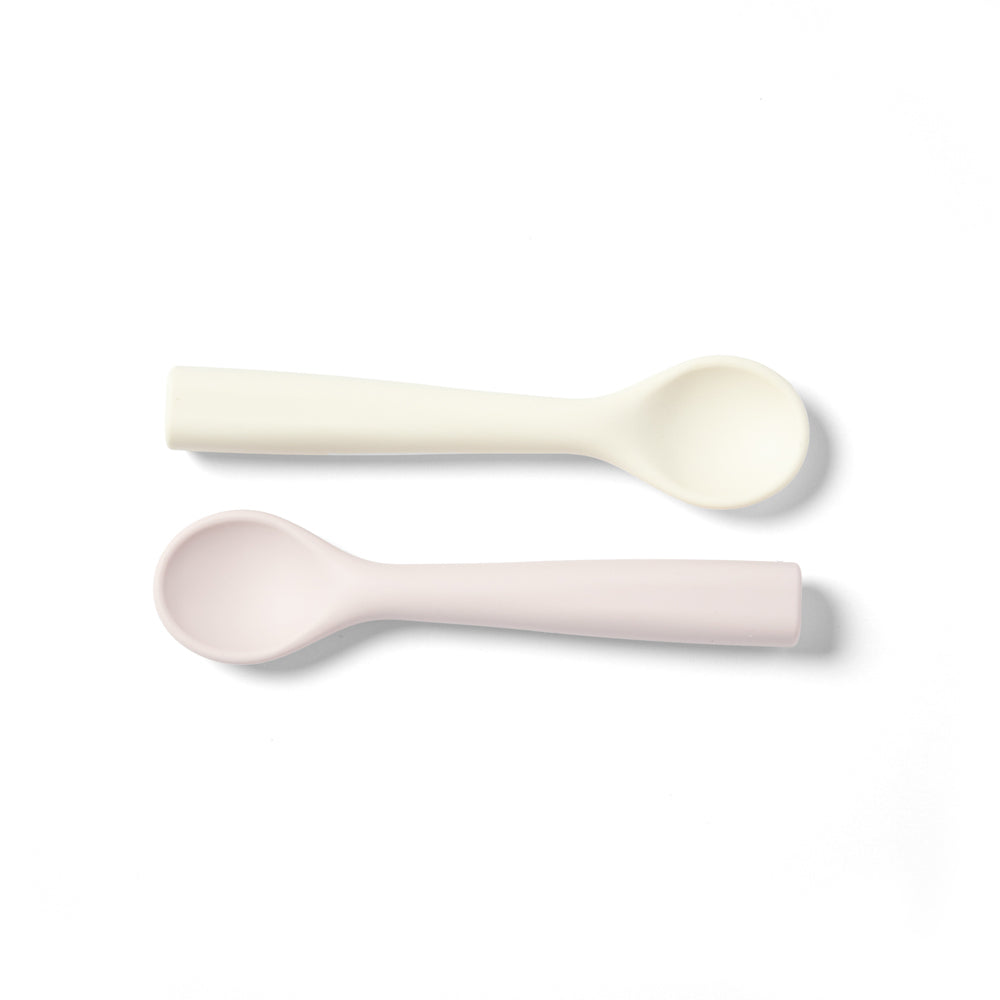 MY Pure Silicone Baby/Toddler Feeding Spoon Set - Blush and Pannacotta 4M+