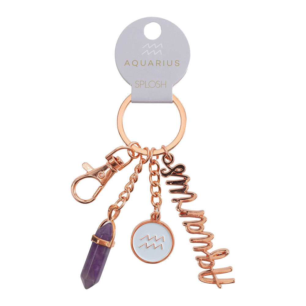 Splosh Mystique Aquarius Metal Keychain Zodiac Bag/Key Accessory Charm Rose Gold