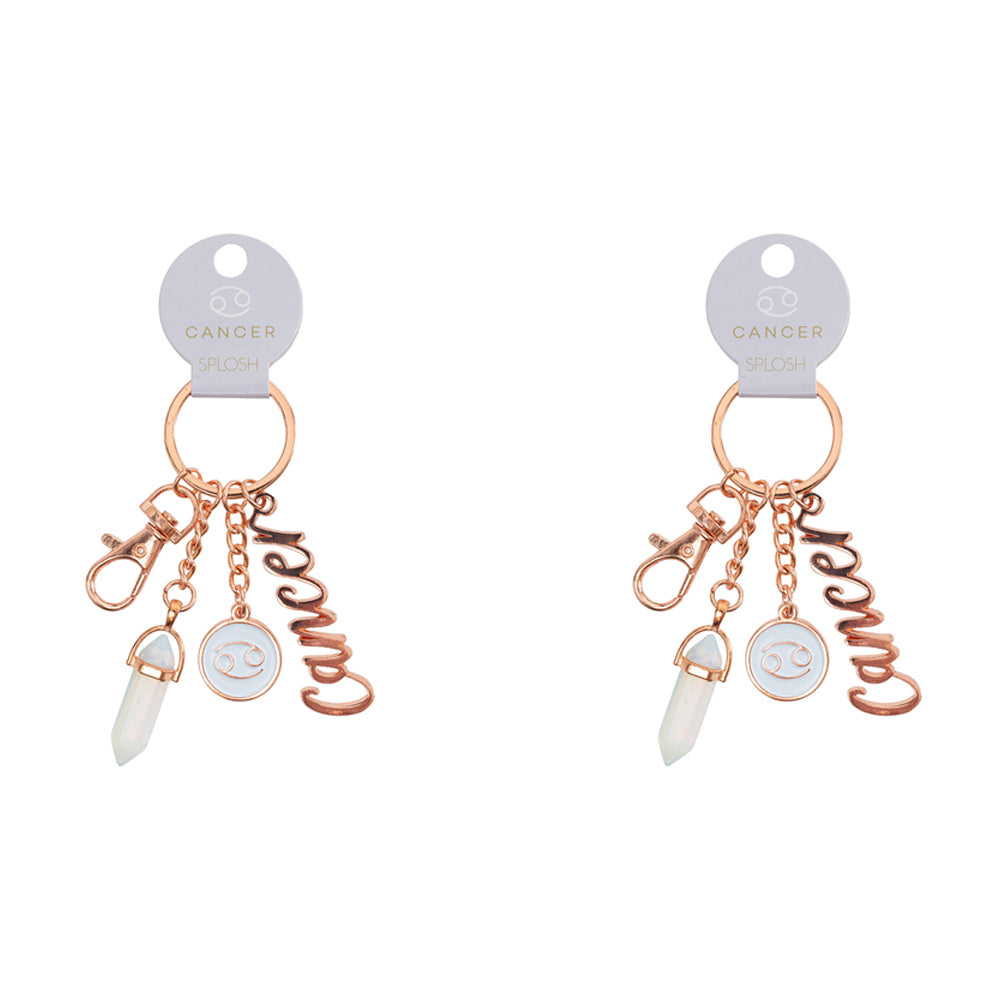 Splosh Mystique Cancer Metal Keychain Zodiac Key Accessory Charm Rose Gold (2 Pack)
