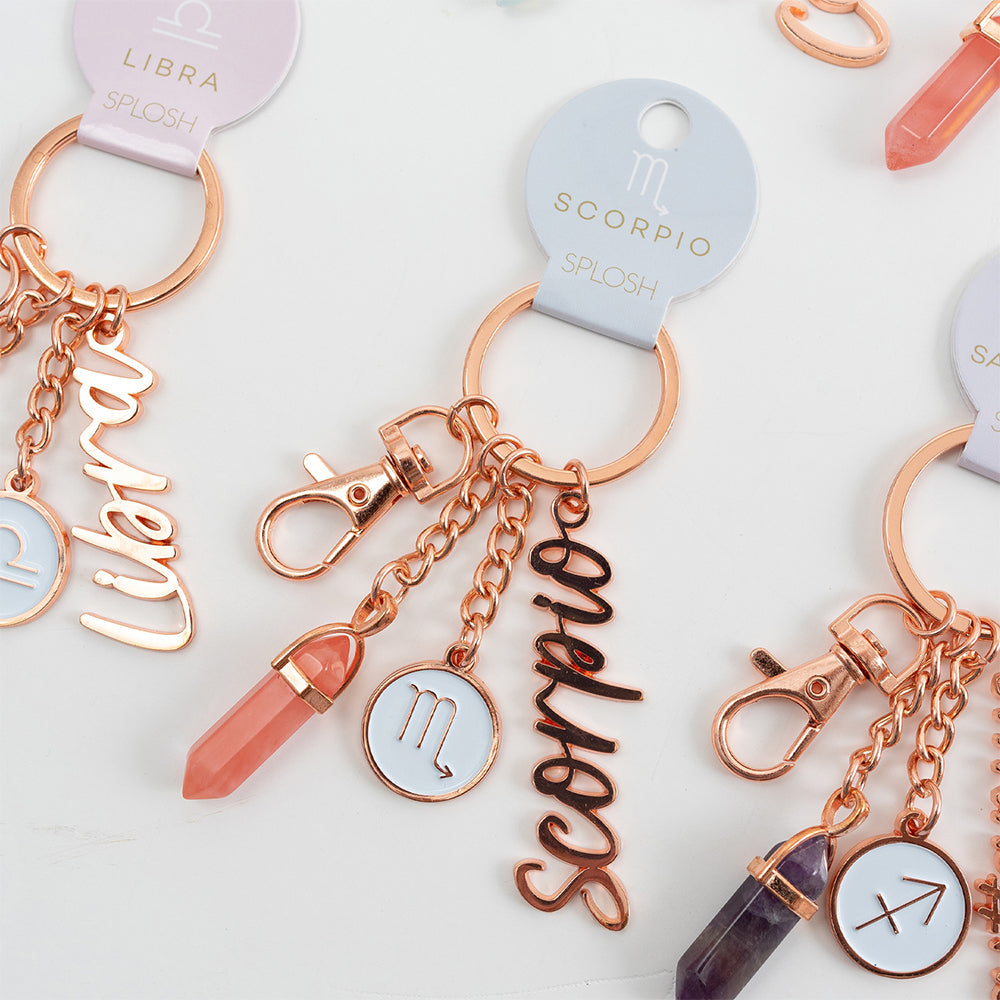 Splosh Mystique Scorpio Metal Keychain Zodiac Bag Accessory Charm Rose Gold — image 2
