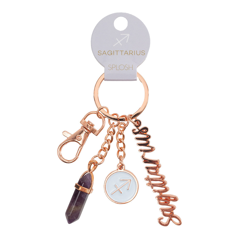 Splosh Mystique Sagittarius Metal Keychain Zodiac Bag Accessory Charm Rose Gold
