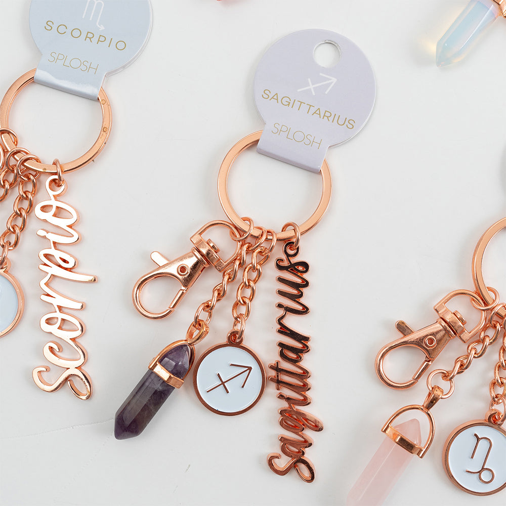 Splosh Mystique Sagittarius Metal Keychain Zodiac Bag Accessory Charm Rose Gold — image 2