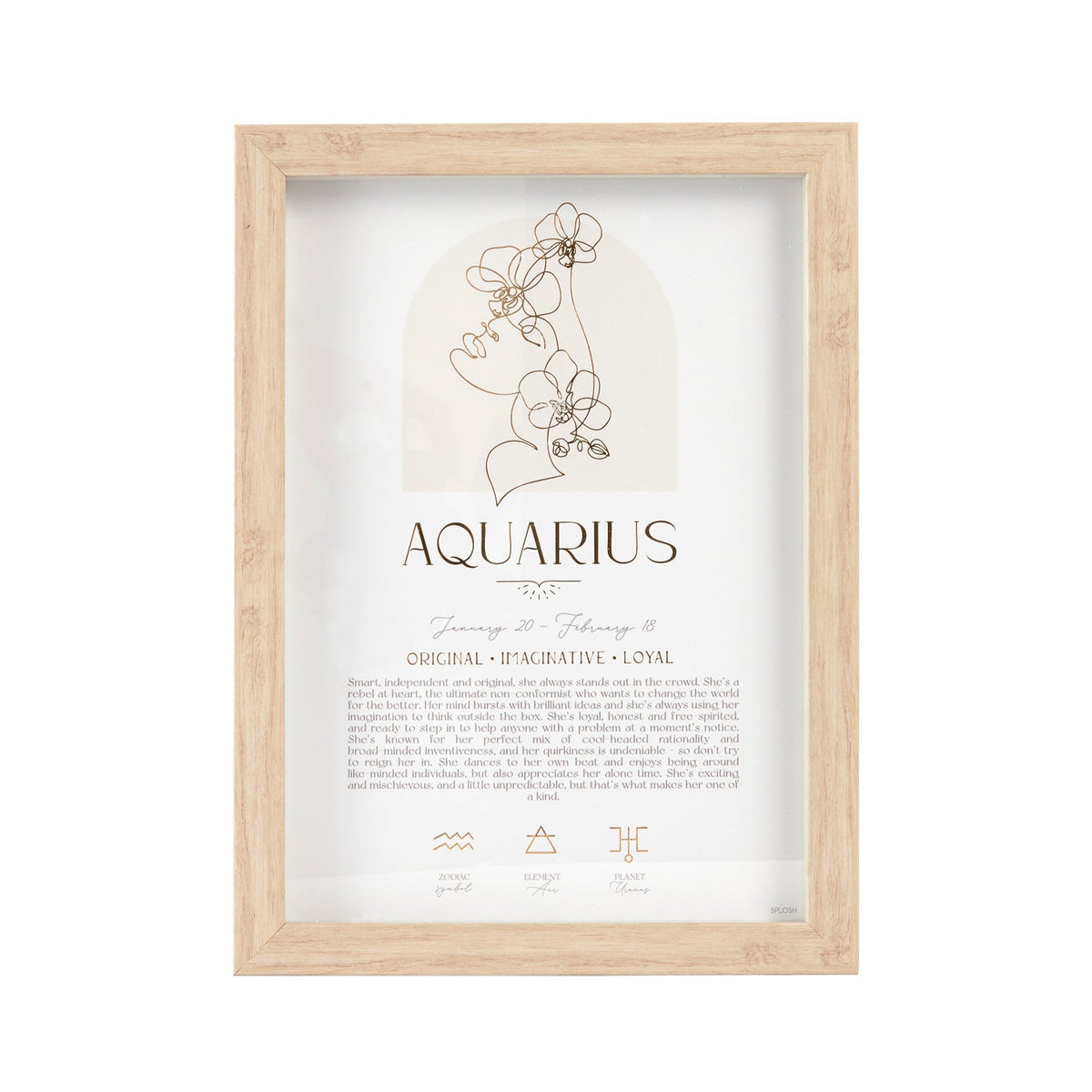 Splosh Mystique Framed Print Aquarius Standing/Hanging Zodiac Decor 20x33cm