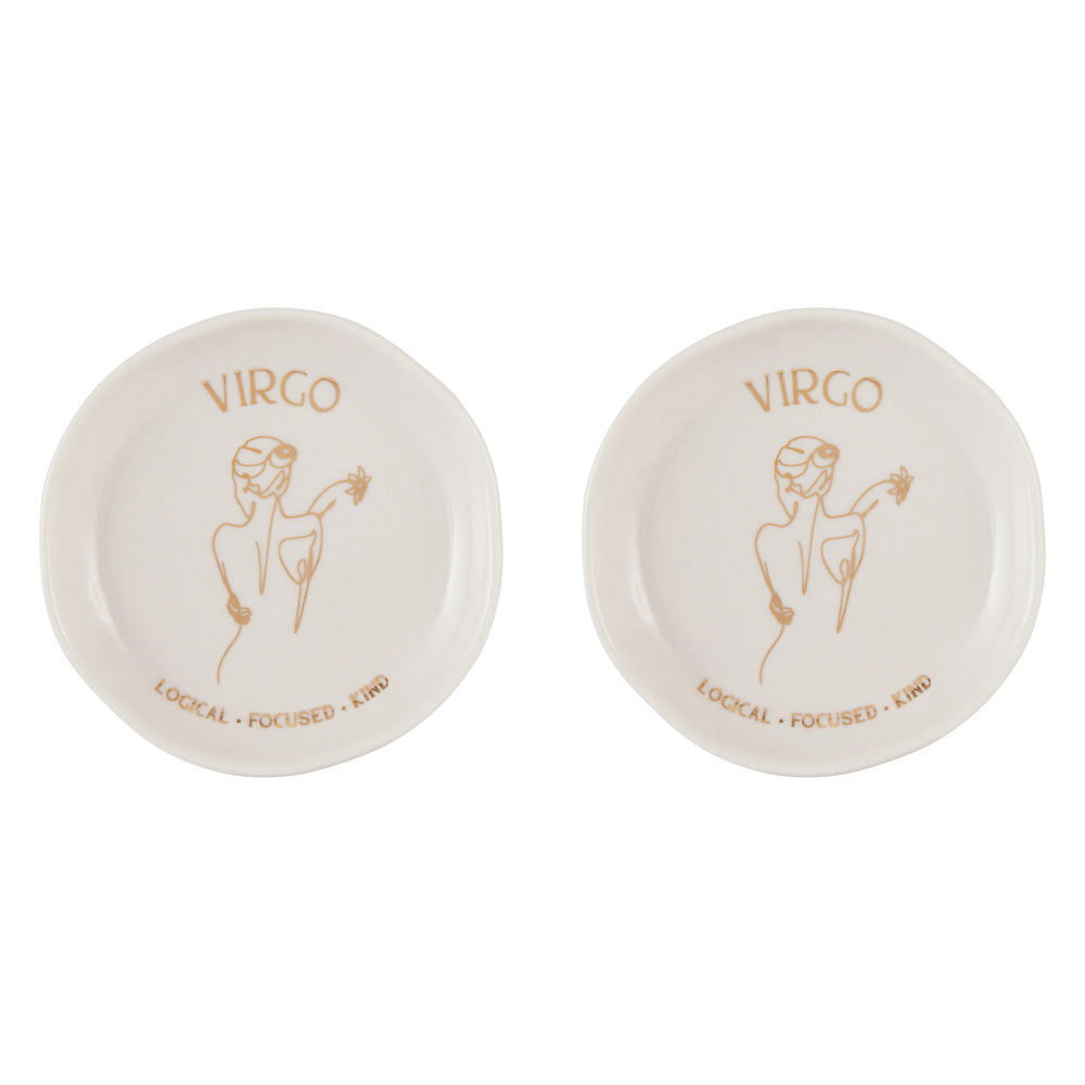 Splosh Mystique Trinket Dish Virgo/Ceramic Zodiac Plate Decor Round WHT 10cm (2 Pack)