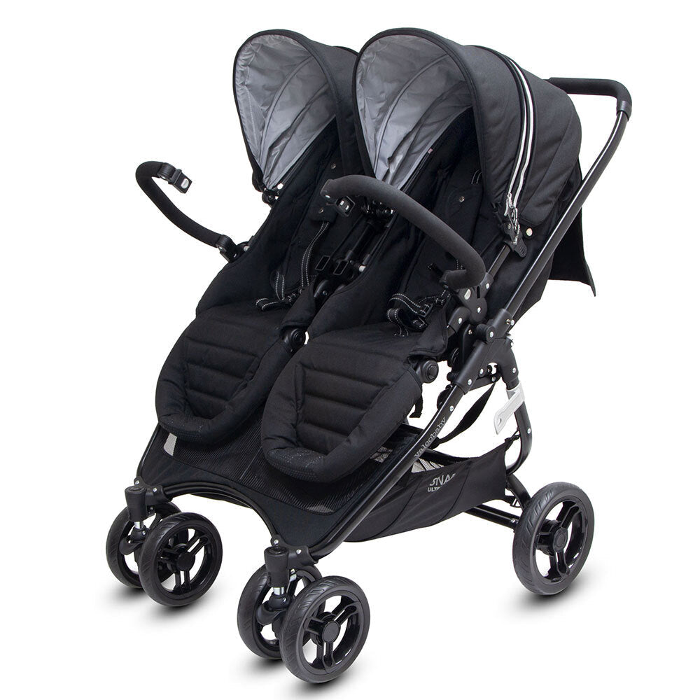 Valco Baby Snap Ultra Duo Foldable Pram Adjustable Seat Newborn Twin Coal Black
