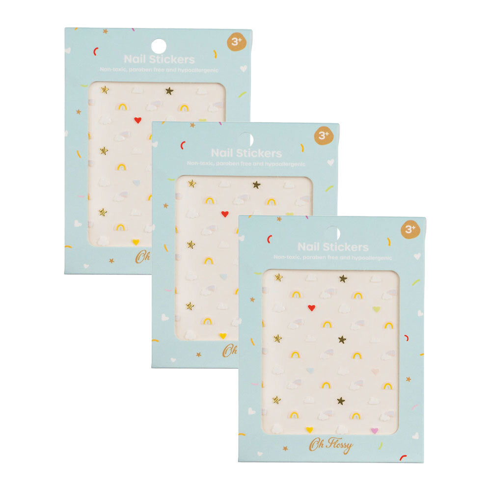 OH Flossy Cosmetic Nail Stickers Transfer/Decals Sky Theme Self Adhesive 3y+ (3 Pack)