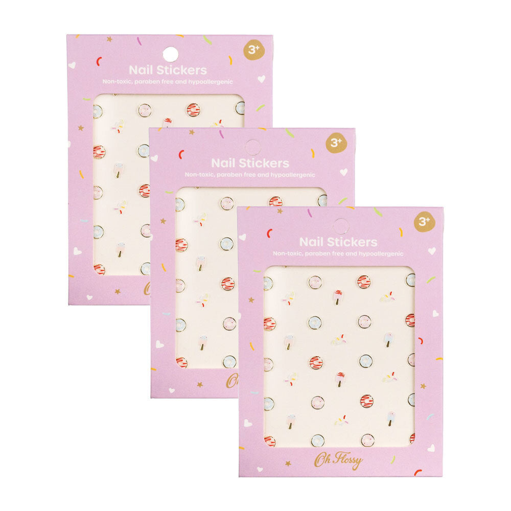 OH Flossy Cosmetic Nail Stickers/Decals Sweets Theme Self Adhesive 3y+ (3 Pack)