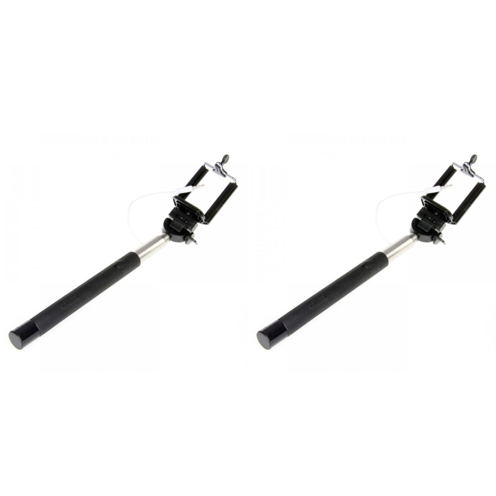 Laser Universal Phone Selfie Stick w/ Control Cable 93cm - Black (2 Pack)