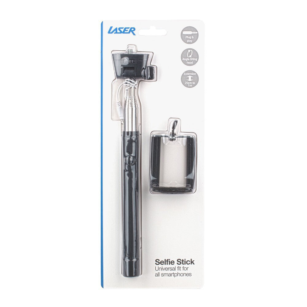 Laser Black Extendable 93cm Selfie Stick Phone Monopod w/Control Cable Universal — image 2
