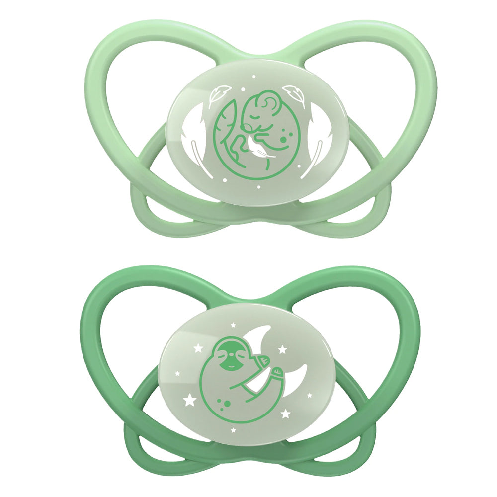 Nip My Butterfly Size 2 Night Soother Orthodontic Pacifier Baby 5-18m Green (2 Pieces)