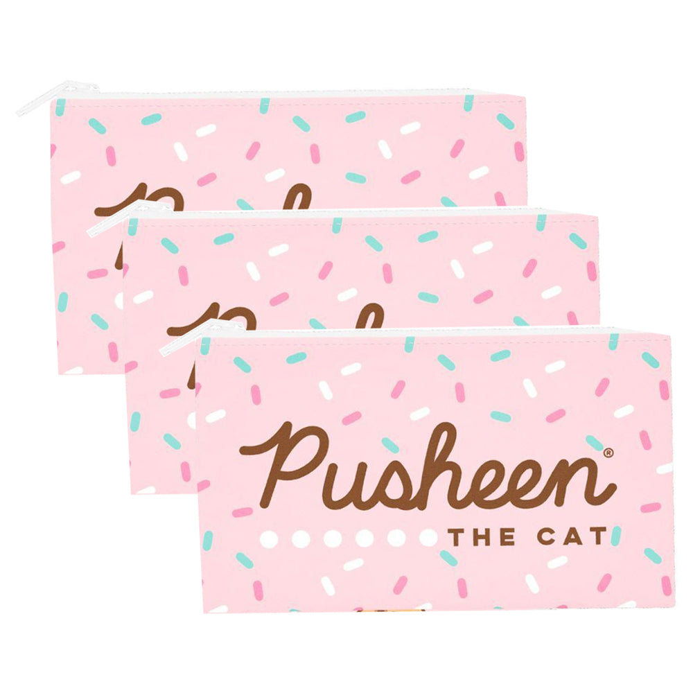 Pusheen And Friends Character Themed Flat Pencil/stationery Case Pink (3 Pack)