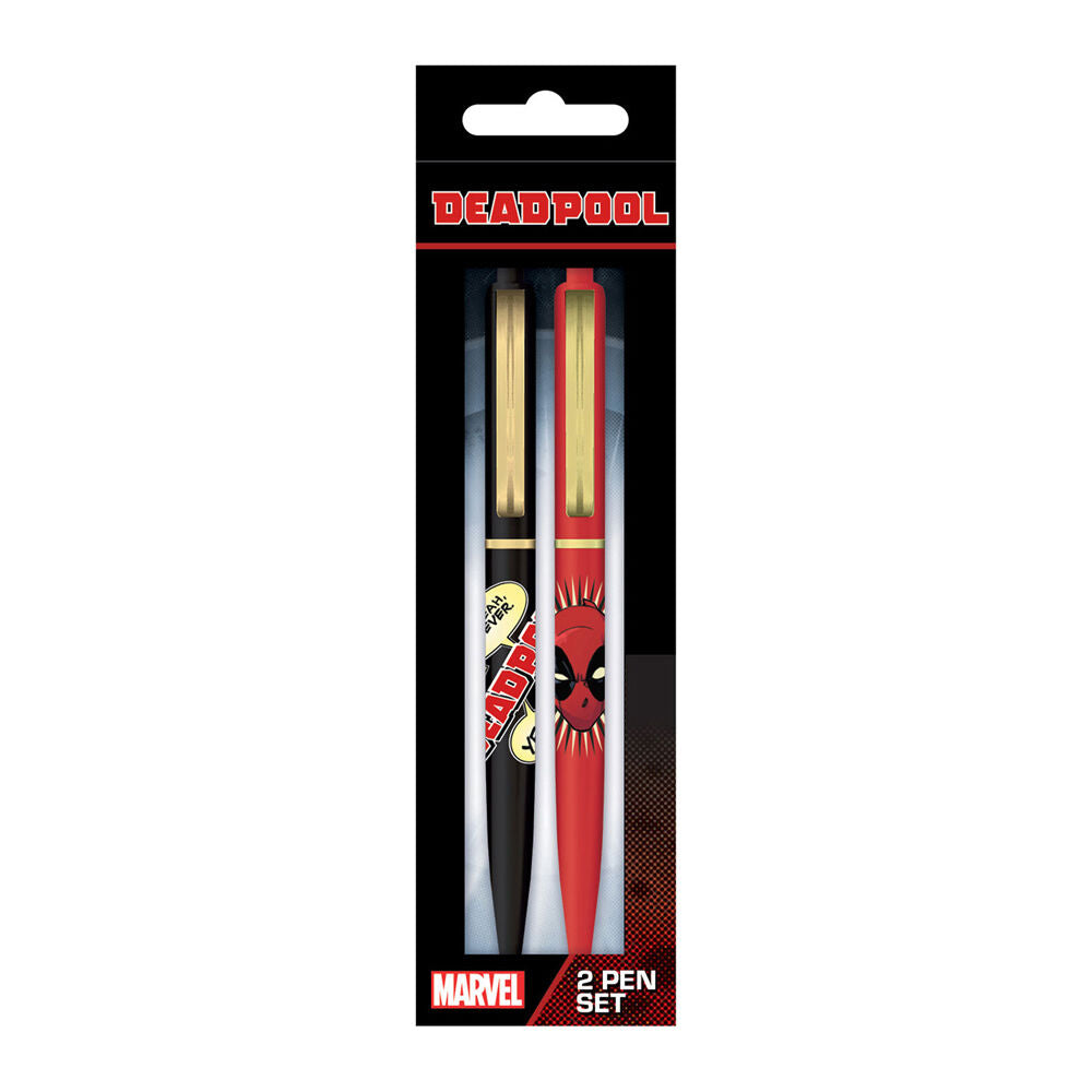 Marvel MCU Deadpool Comic Pen Set Writing/Drawing Stationery Red/Black (2 Pieces)