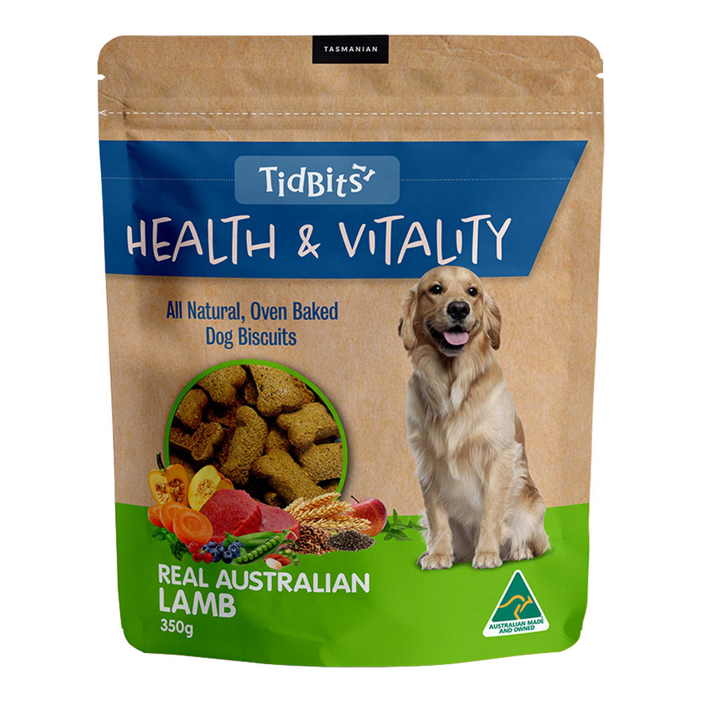 Tidbits Tibits Health & Vitality Naturals Real Australian Lamb Dog Biscuits 350g