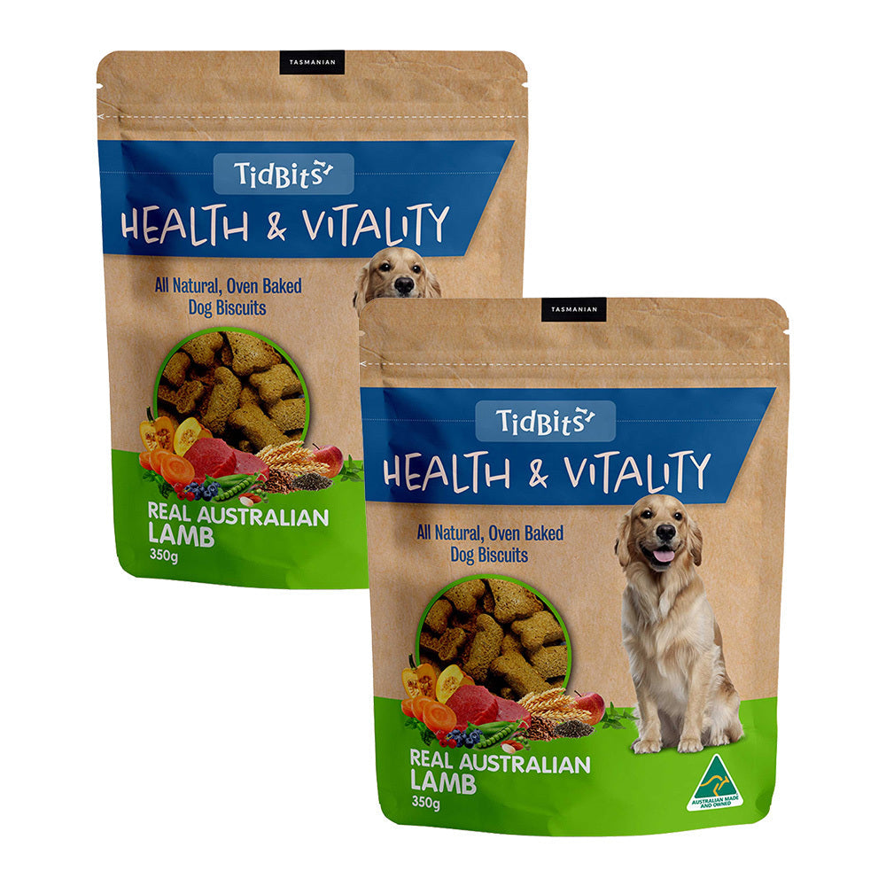 Tidbits Tibits Health & Vitality Naturals Real Australian Lamb Dog Biscuits 350g (2 Pack)
