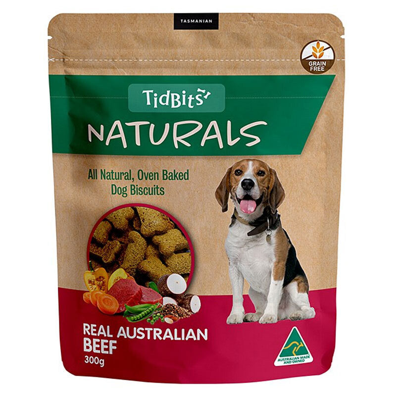 Tidbits 300g Naturals Dog/Pet Biscuits Treats Chew Beef Healthy Omega-3 Meal