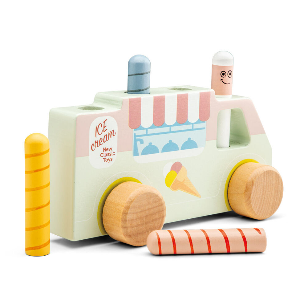 New Classic Toys Kids/Children Pop Up Wooden Ice Cream Truck Toy Set 24M+ (2 Pack)
