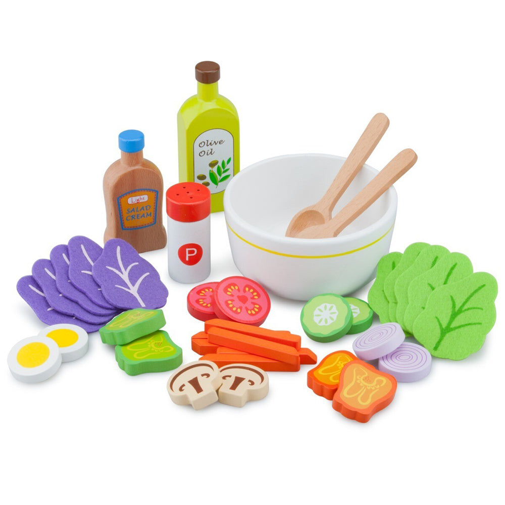 New Classic Toys Wooden Salad Set Kids/Children Kitchen Pretend Toy 36m+ (36 Pieces)