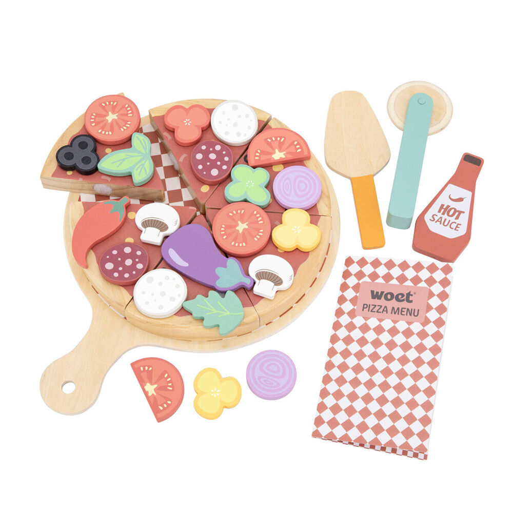 New Classic Toys 24m+ Kids Pretend Play Kitchen Pizza Food Wooden Toy 30cm