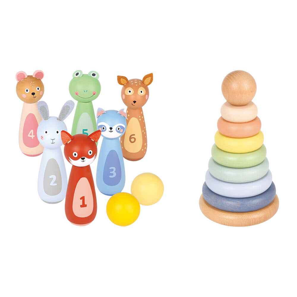 New Classic Toys Animal Bowling Play Set and Stacking Rings Kids/Childrens Toy