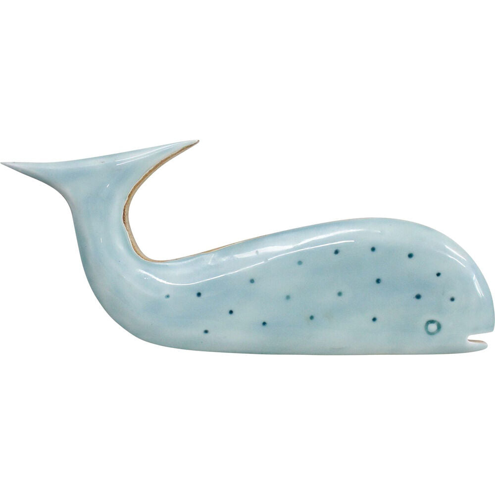 LVD 30x13.5cm Soft Blue Large Wooden Home Decorative Speckled Whale