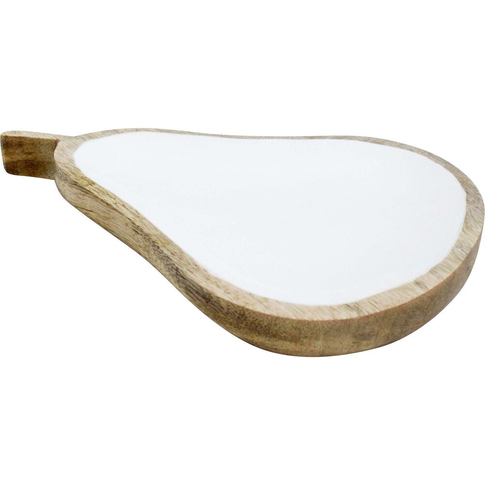 LVD Wooden Pear Trinket Storage Display Vanity Tray 25x18cm Brown/Ivory (2 Pack) — image 2