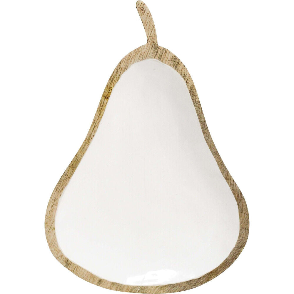 LVD Wooden Pear Trinket Storage Display Vanity Tray 25x18cm Brown/Ivory (2 Pack) — image 3