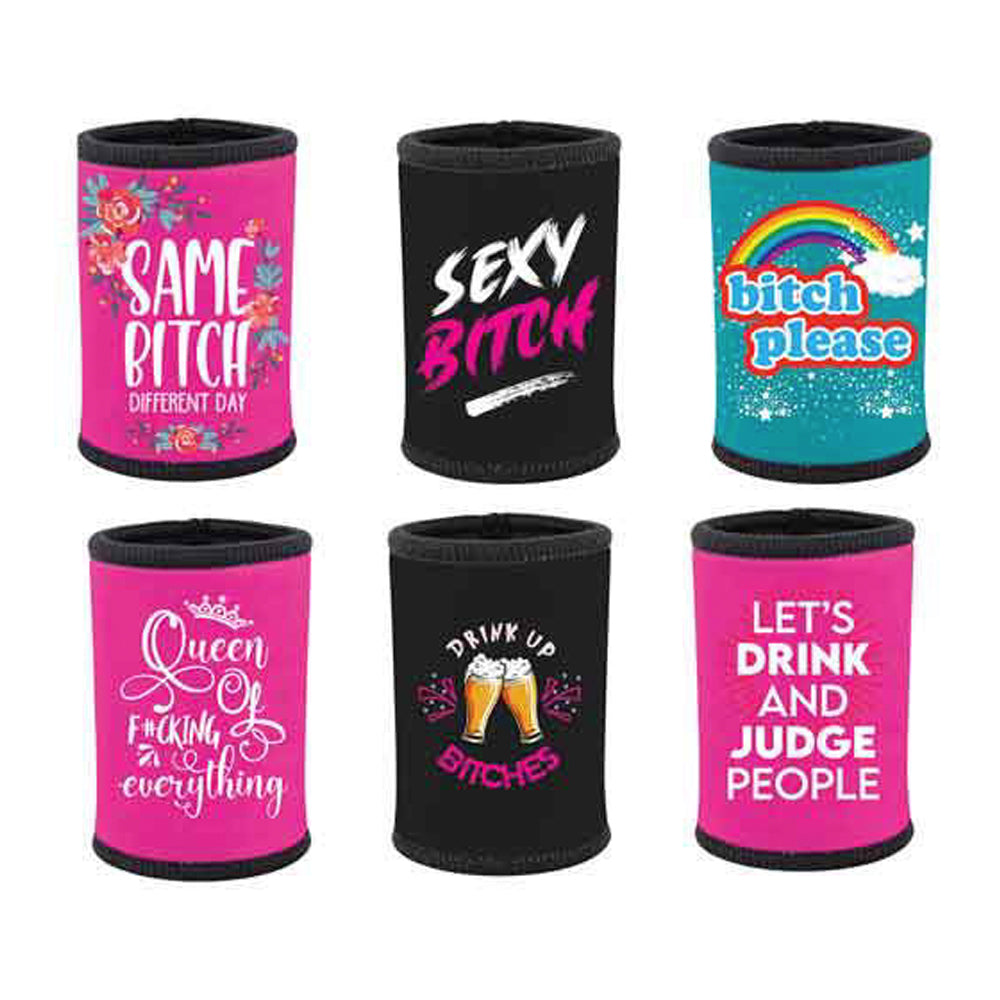 LMD Monkey Biz B*tch Stubby Holders Can Cooler Funny Gag Joke Assorted Gift (4 Pack)