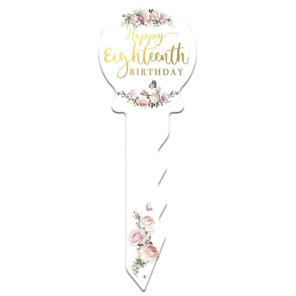 LMD 18 Birthday Key Pretty Floral 30cm Novelty Celebration Signing Gift Set
