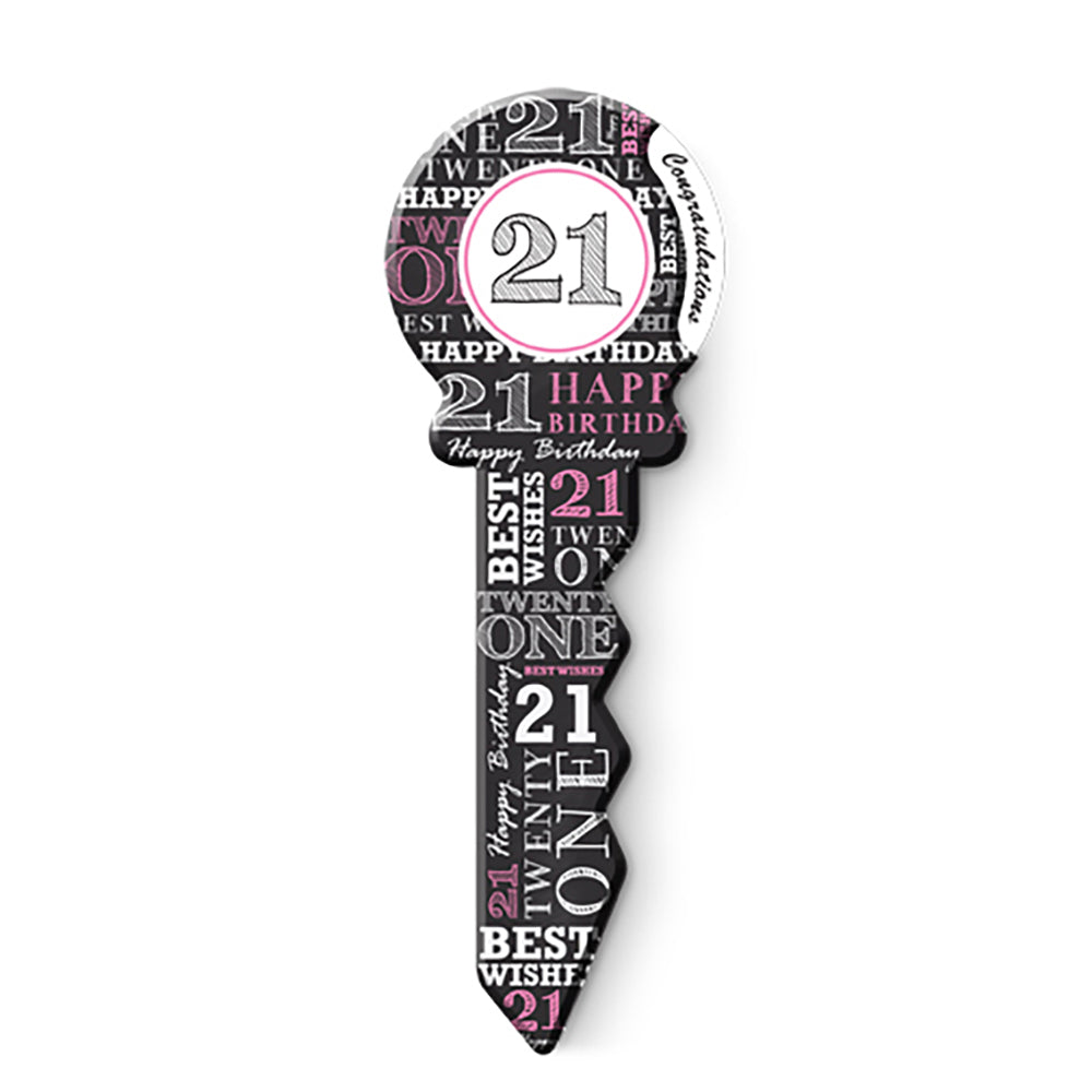 LMD Small 21st Birthday Big Key Pink Fun Novelty Celebration Message Gift Set