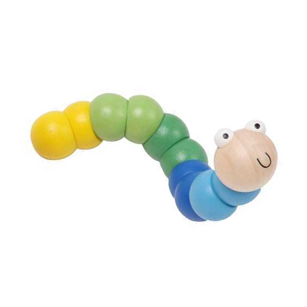 Kaper Kidz Jointed 16cm Wooden Worm Non-Toxic Toy Baby/Toddler Assorted 10m+