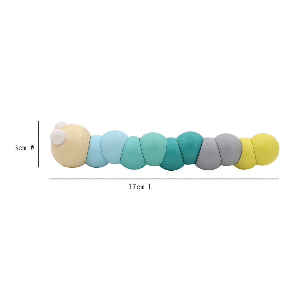 Kaper Kidz Calm & Breezy Wooden Jointed Worm Olive Children's Play Toy 10m+ (3 Pack) — image 3