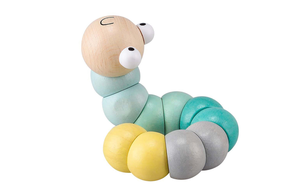 Kaper Kidz Calm & Breezy Wooden Jointed Worm Olive Children's Play Toy 10m+ (3 Pack) — image 2