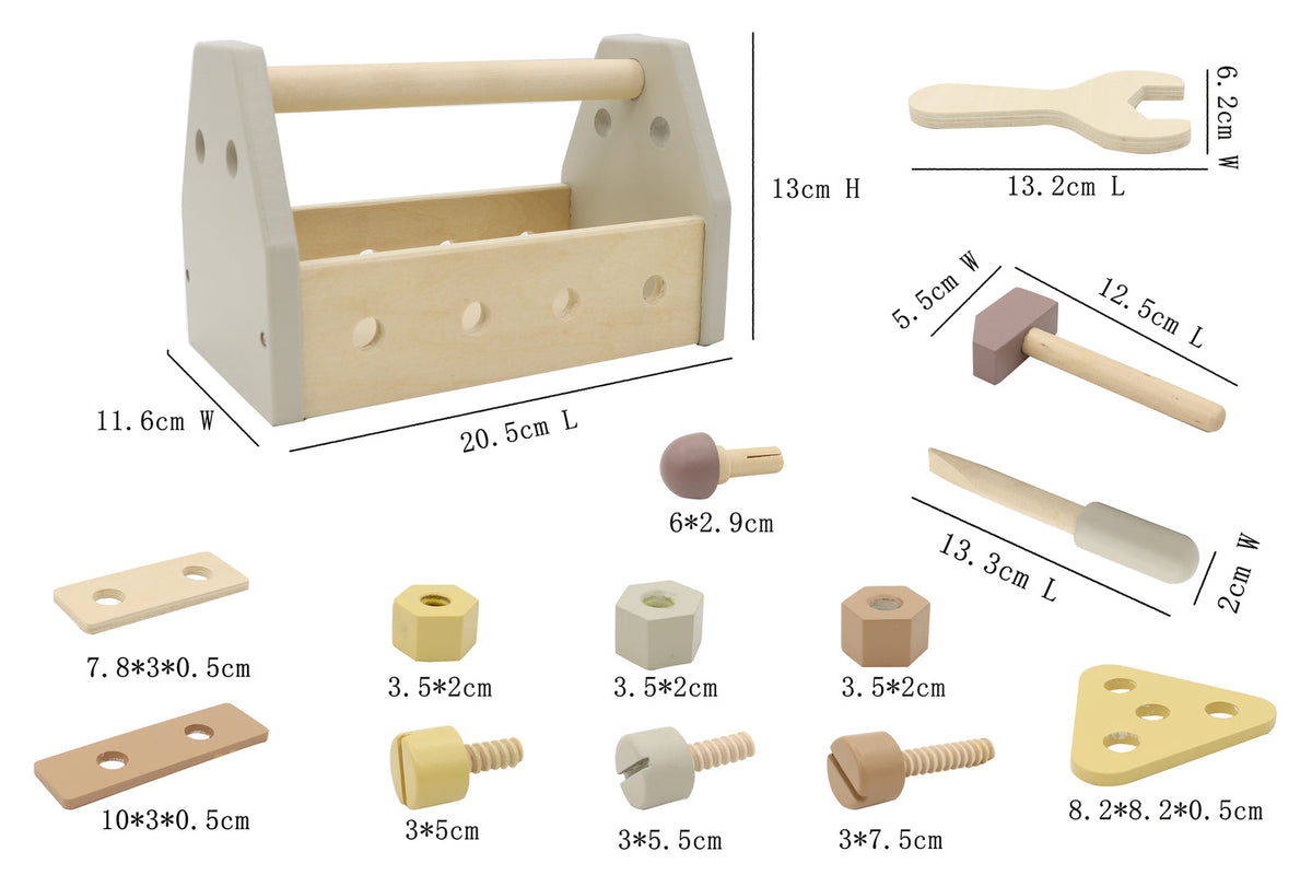 Kaper Kidz Toddler Calm & Breezy Wooden Hammer/Bolts Toolbox 20.5x13cm Toy 18m+ — image 6