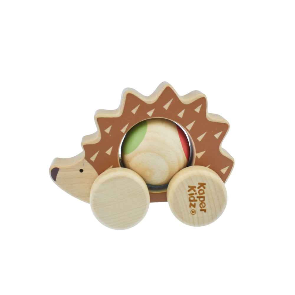 Kaper Kidz Eco Play Push a Long Spinning Hedgehog Kids Wooden Sensory Toy 12m+ — image 3