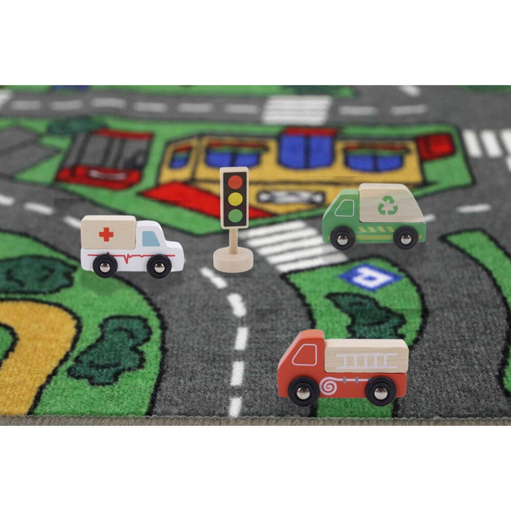 Kaper Kidz 3y+ Wooden Cars Transportation Box & Street Signs Kids Toy Set — image 7