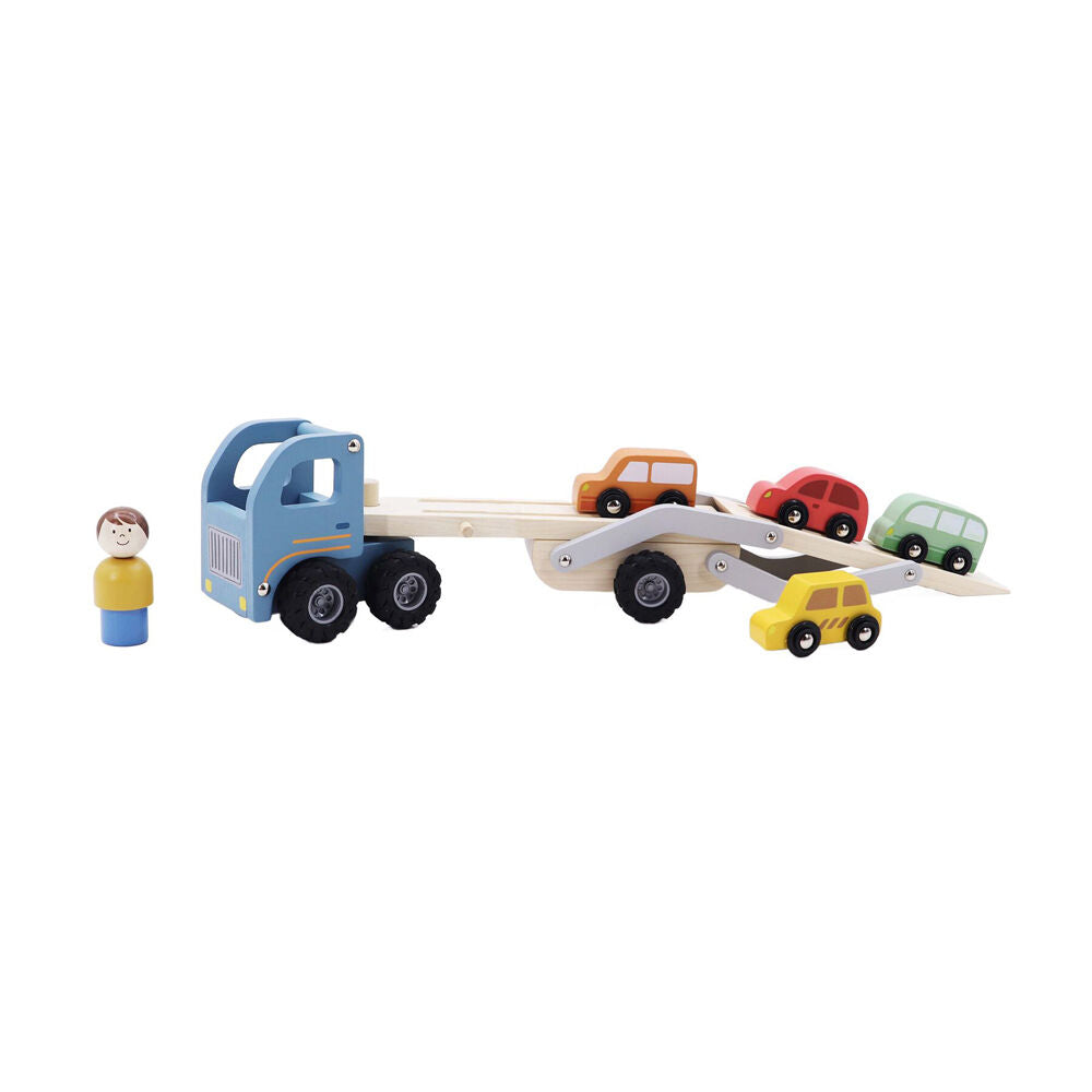 Kaper Kidz 18m+ Wooden Car Carrier Kids Toy Set Fit Up to 4 Cars — image 2