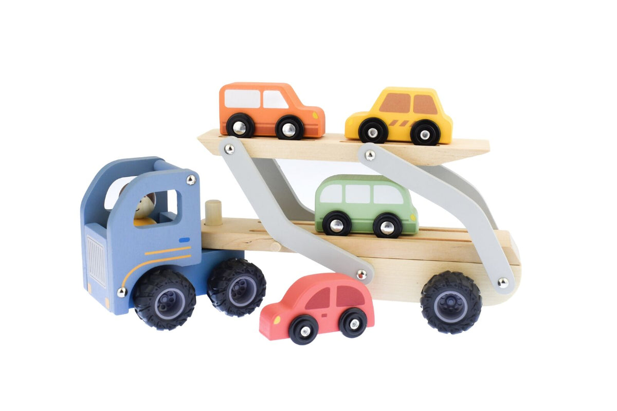 Kaper Kidz 18m+ Wooden Car Carrier Kids Toy Set Fit Up to 4 Cars — image 3