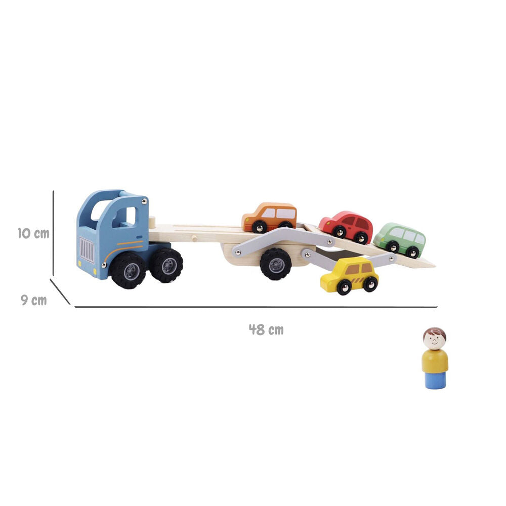 Kaper Kidz 18m+ Wooden Car Carrier Kids Toy Set Fit Up to 4 Cars — image 5