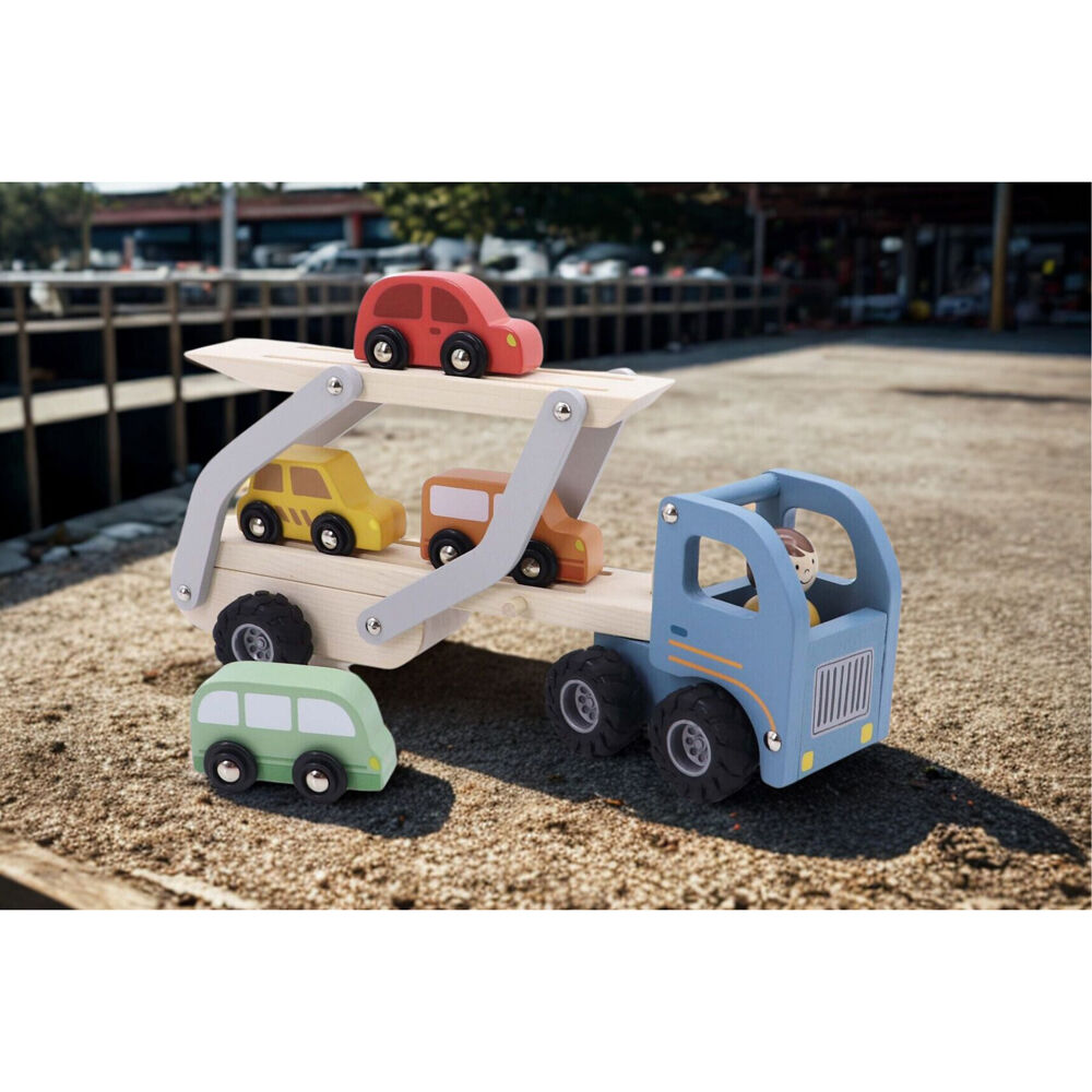 Kaper Kidz 18m+ Wooden Car Carrier Kids Toy Set Fit Up to 4 Cars — image 7
