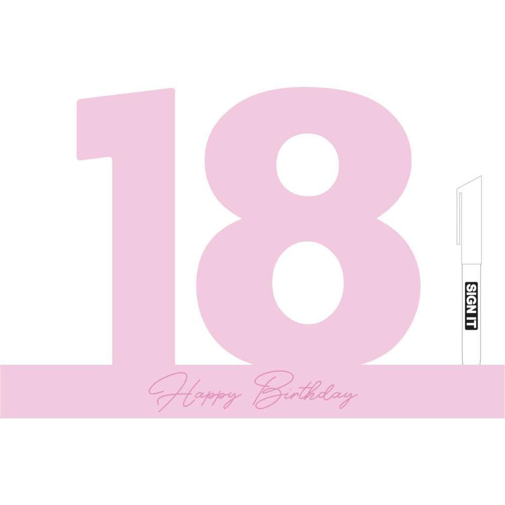 LMD 18 Birthday Fairy Floss MDF Signature Block Number Signage Decor Pink (2 Pack) — image 2