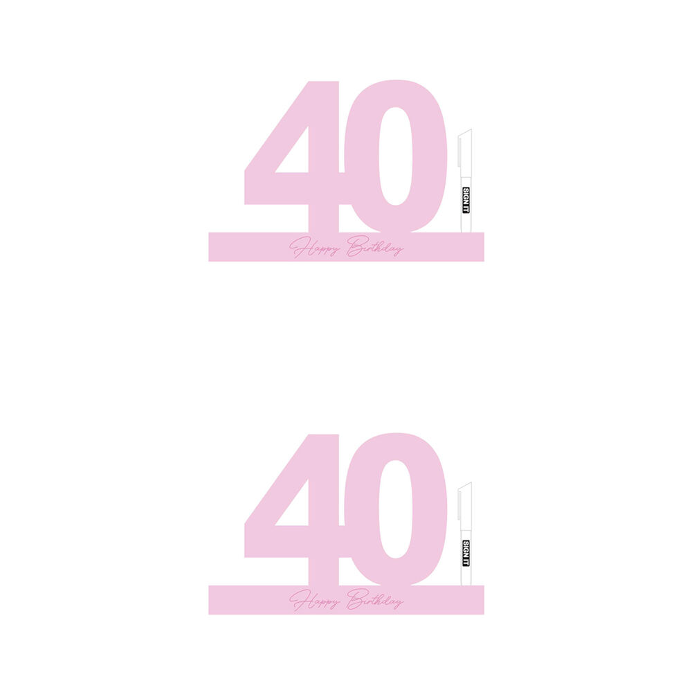 LMD 40 Fairy Floss Pink Signature Block Birthday Celebration Message Statue (2 Pack)