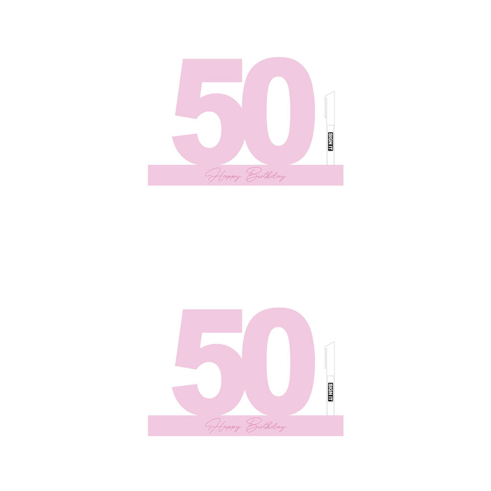 LMD 50 Fairy Floss Pink Signature Block Birthday Celebration Message Statue (2 Pack)