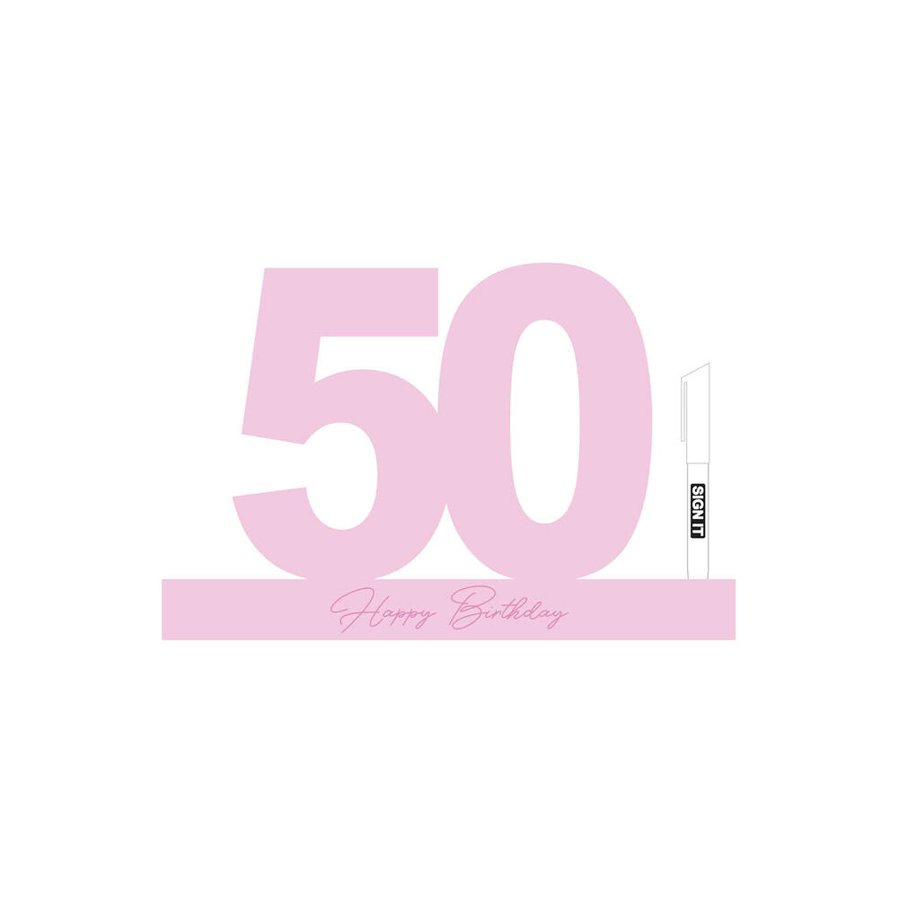 LMD 50 Fairy Floss Pink Signature Block Birthday Celebration Message Statue (2 Pack) — image 2