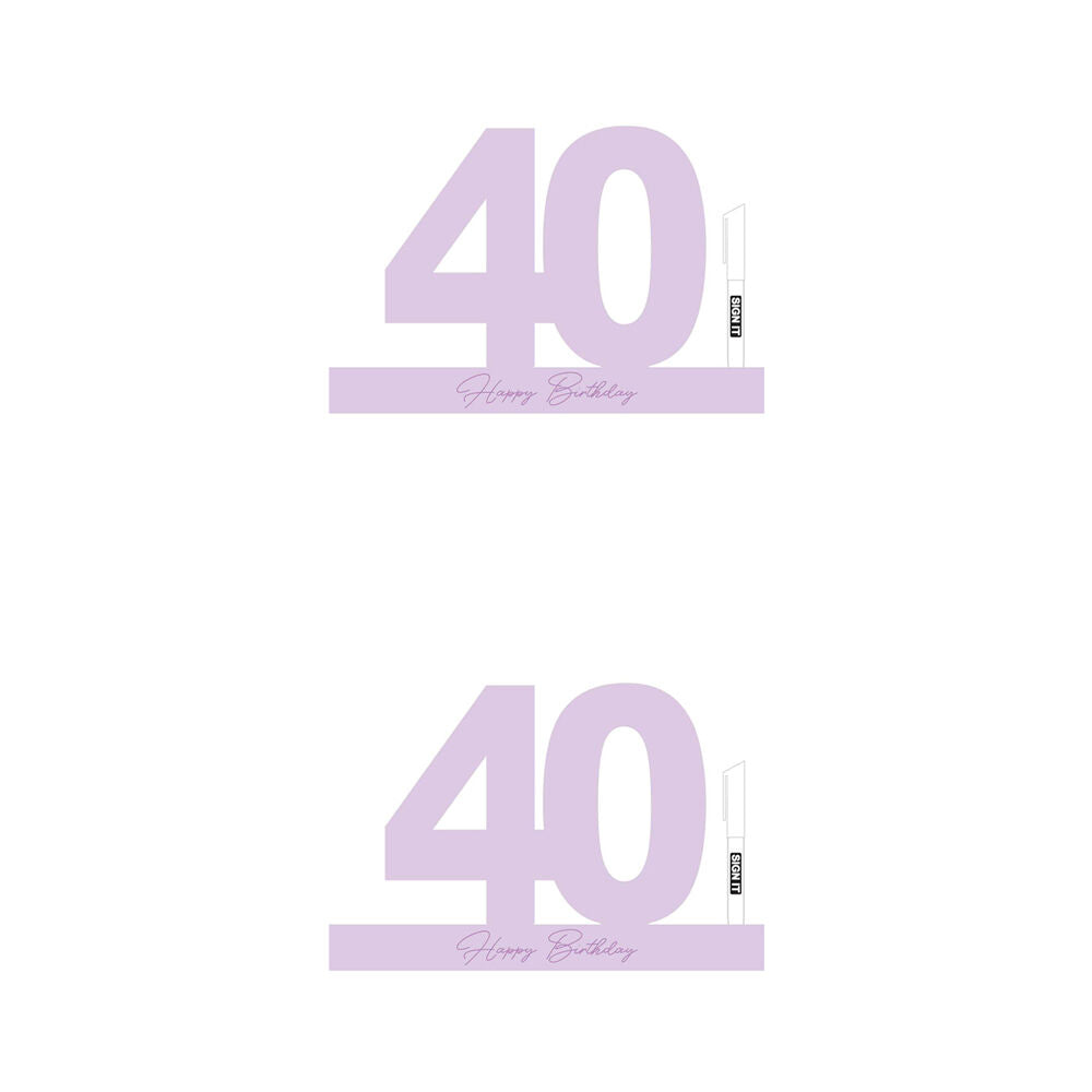 LMD 40 Periwinkle Purple Signature Block Birthday Celebration Message Statue (2 Pack)