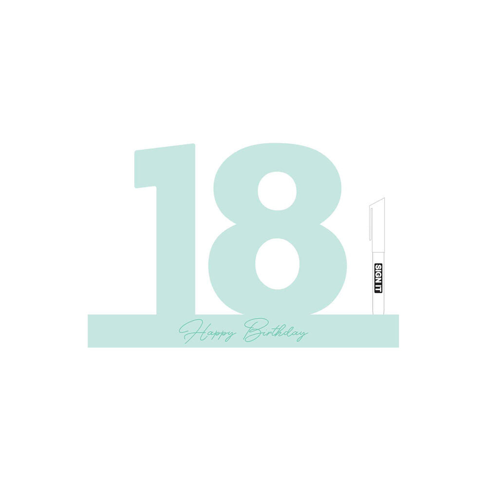 LMD 18 Minty Green Signature Block Birthday Celebration Message Statue Decor