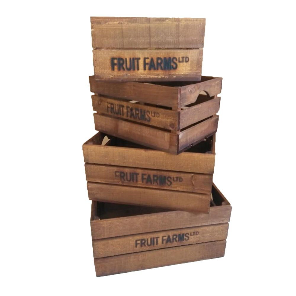 Esschert Design Wooden Storage Crates Garden Outdoor Organiser (4 Pieces)