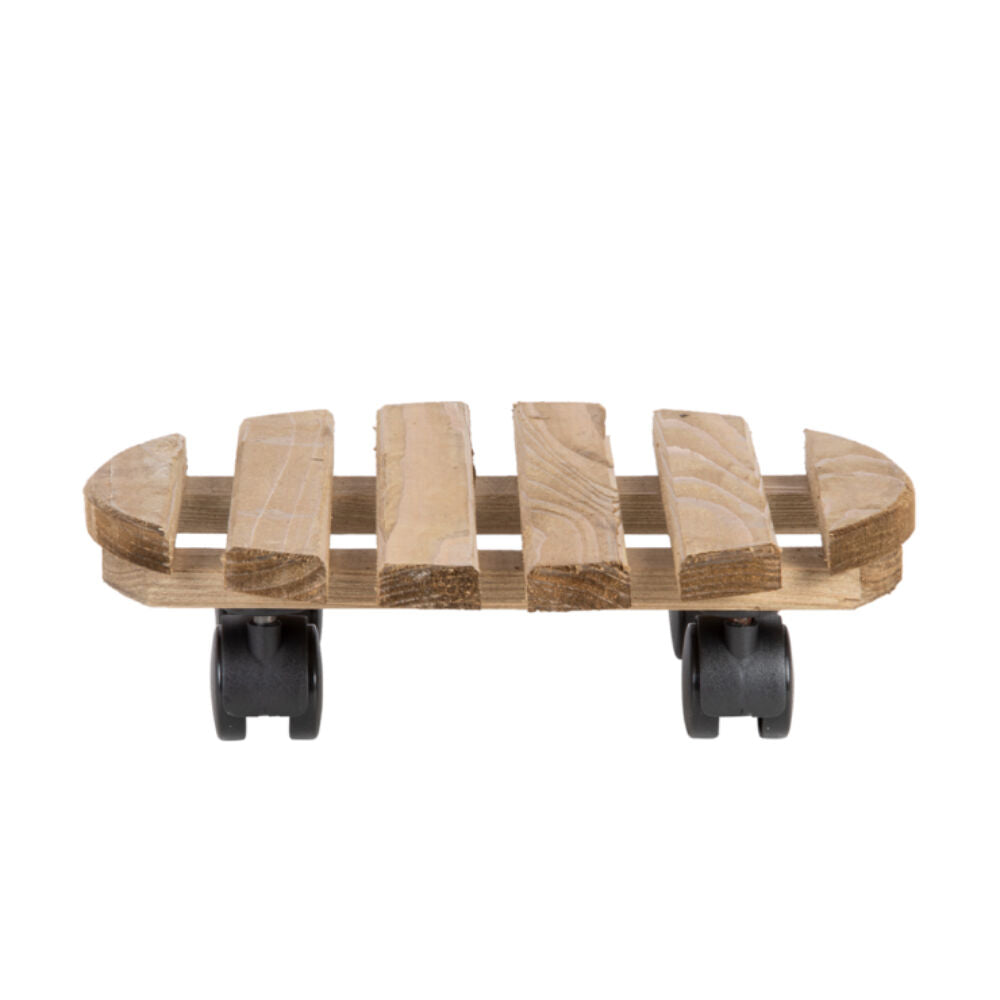 Esschert Design Large Garden Outdoor Decor Round Aged Wood Plant Trolley