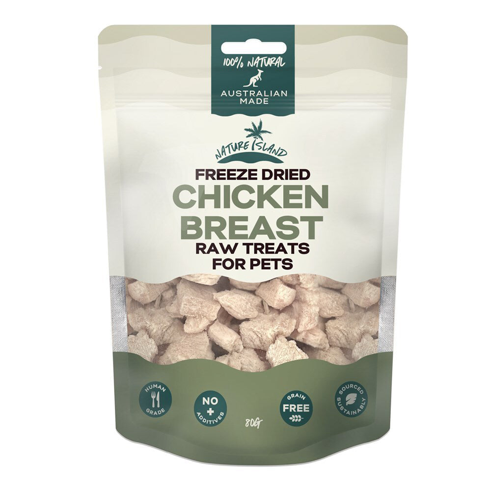 Nature Island Raw Treats 80g AU Made Pets Dog/Cat Freeze Dried Chicken Breast