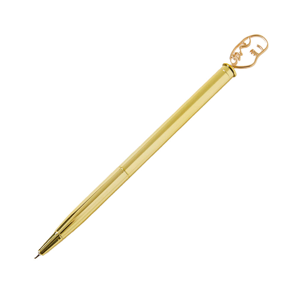 Pippa BY Pilbeam Living 16cm Ballpen Moon Phase Writing Pen w/ Face Topper Gold