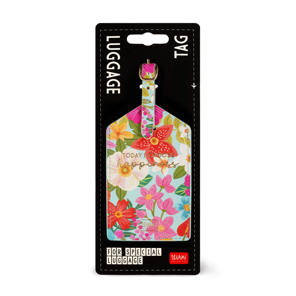 Legami PU Leather Suitcase Luggage Tag Label Personal Address/Nametag Flowers — image 2